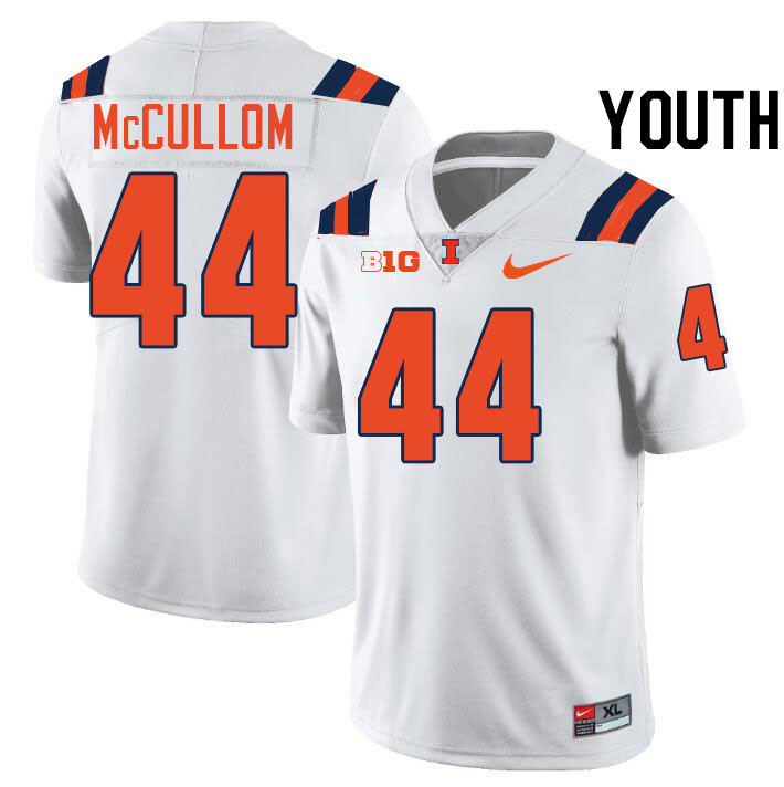 Youth #44 Angelo McCullom Illinois Fighting Illini College Football Jerseys Stitched-White